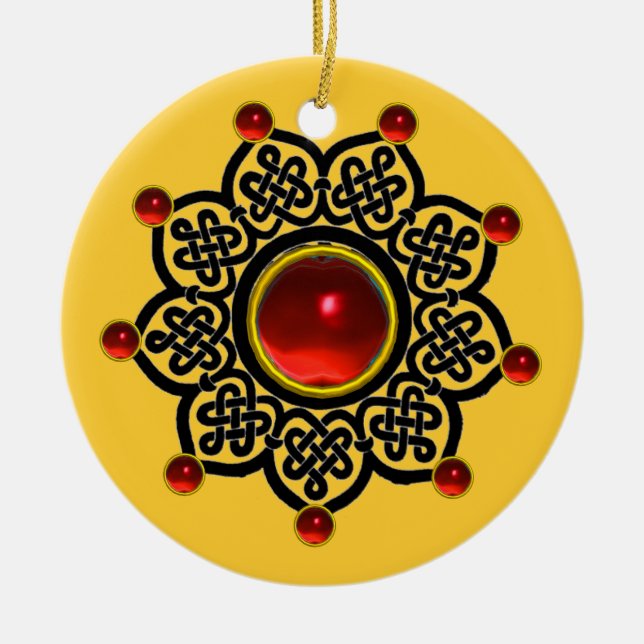 GOTHIC SUN Red Ruby Gem, Gelb Keramik Ornament (Vorne)