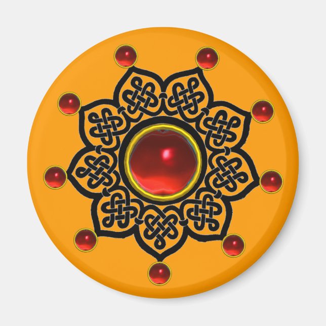 GOTHIC SUN Red Ruby Gem, Gelb Magnet (Vorne)