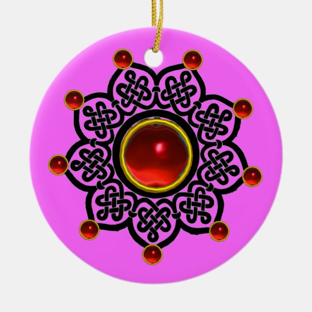 GOTHIC SUN Red Ruby Gem Keramik Ornament (Vorne)