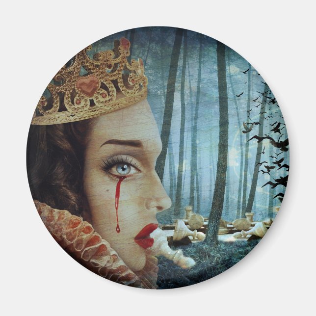 Gothic Surreal Unique Collage Sad Queen of Hearts Magnet (Vorne)