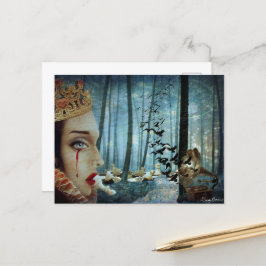 Gothic Surreal Unique Collage Sad Queen of Hearts Postkarte