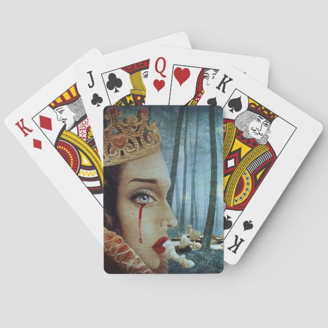 Gothic Surreal Unique Collage Sad Queen of Hearts Spielkarten (Rückseite)