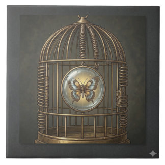 Gothic Surrealismus Schmetterling Vogelkäfig Fine  Fliese