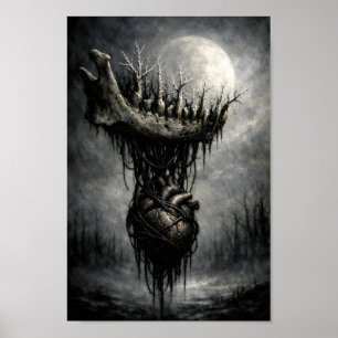 Gothic-Surrealistisches Herz und Kieferknochenwald Poster