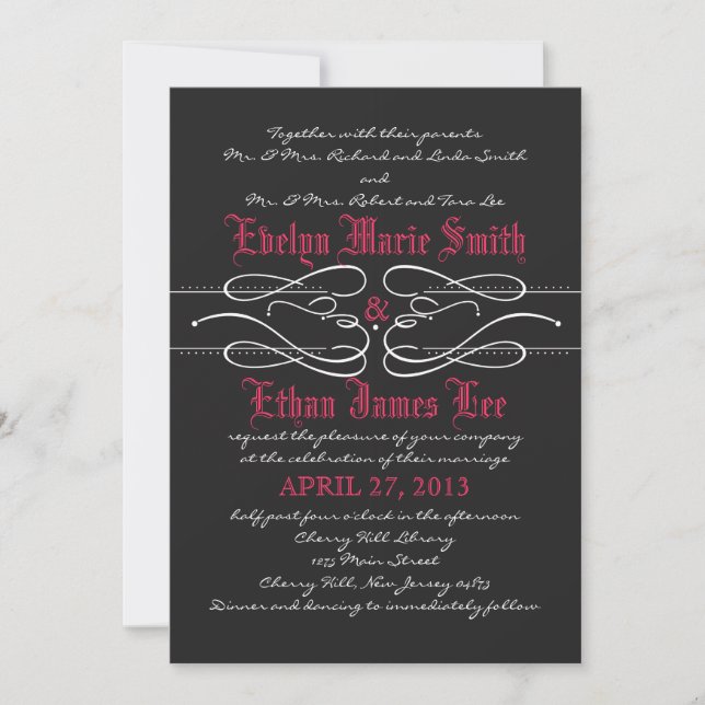 Gothic Swirl Hochzeitseinladung Einladung (Vorderseite)