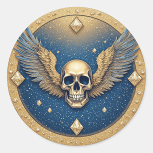 ☠️ Gothic Symbol eines geflügelten Totenkopfes für Runder Aufkleber