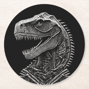 Gothic T-Rex Dinosaur Runder Pappuntersetzer