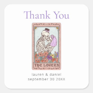 Gothic Tarot Card Lovers Wedding Vielen Dank Quadratischer Aufkleber