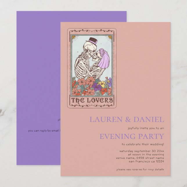 Gothic Tarot Card QR Wedding Abend Party Einladung (Vorne/Hinten)