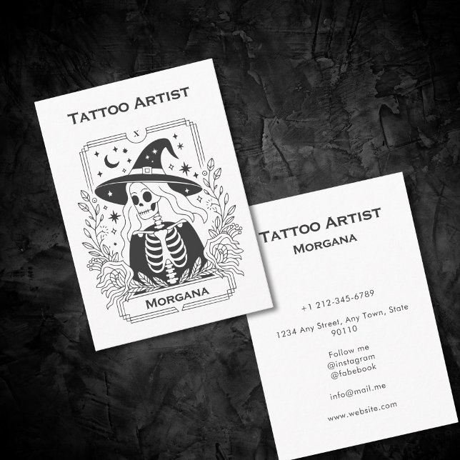 Gothic Tarot Skeleton Mystical Celestial Floral Visitenkarte (Gothic Tarot Skeleton Mystical Celestial Floral Business Card)