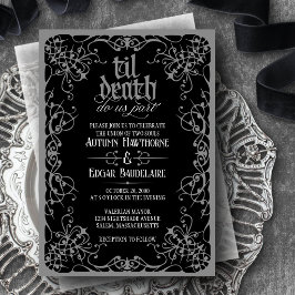 Gothic Til Death Gray Black Wedding Einladung