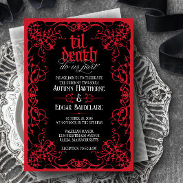Gothic Til Death Red Black Wedding Einladung