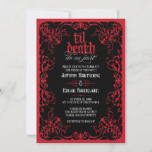 Gothic Til Death Red Black Wedding Einladung