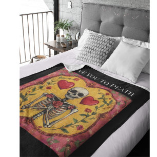 Gothic Til Death Skelett Romantik Hochzeitsgeschen Fleecedecke