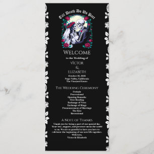 Gothic Till Death Rose Skelett Black Wedding Programm