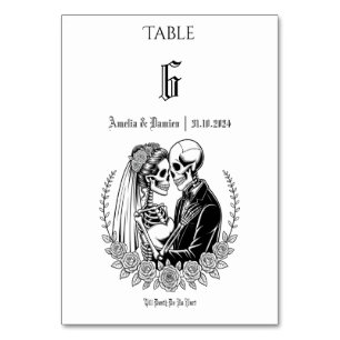 Gothic Till Death Skeleton Couple Floral Wedding Tischnummer