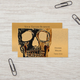 Gothic-Totenkopf Gold-Schwarz Tattoo-Studio Visitenkarte