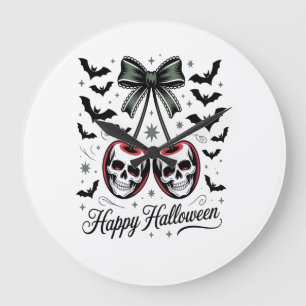 Gothic-Totenkopf-Kirsche Halloween Große Wanduhr