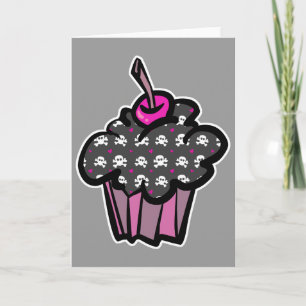 Gothic-Totenkopf-Kreuzknochen-Cupcake Karte