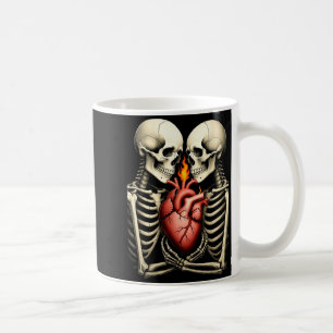 Gothic-Totenkopf-Paar Flammendes Herz Dunkle Roman Kaffeetasse