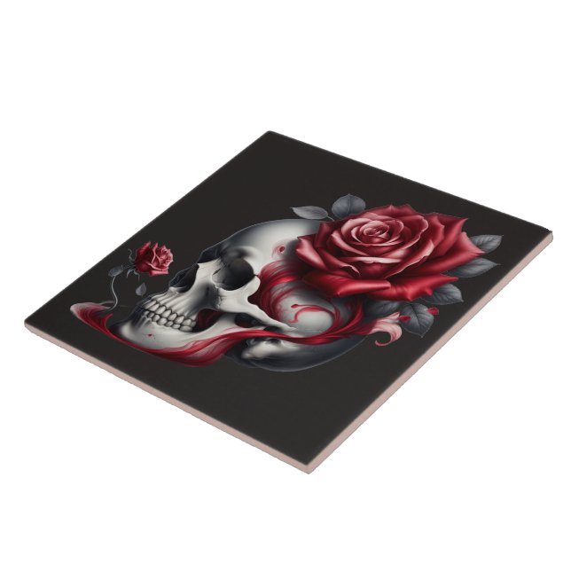 Gothic-Totenkopf-Rose  Fliese (Seite)