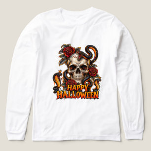Gothic-Totenkopf-Schlange Frohes Halloween-T-Shirt Tri-Blend Shirt