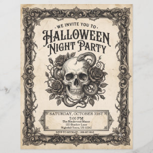 Gothic Totenkopf Schlange Halloween Nacht Party Vi Flyer