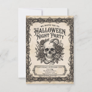 Gothic Totenkopf Schlange Halloween Nacht Party Vi RSVP Karte