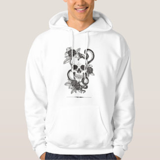 Gothic-Totenkopf & Schlange mit Blumen Hoodie | Vi