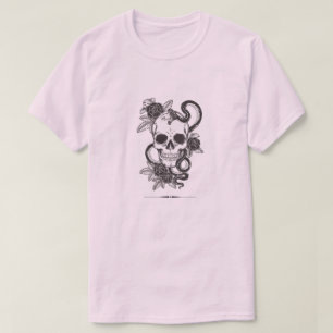 Gothic-Totenkopf & Schlange mit Blumen Hoodie Vi T-Shirt