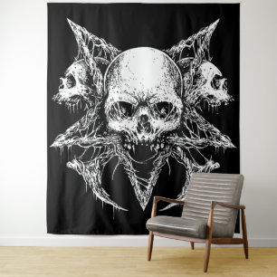 Gothic Totenkopf Trio Wandteppich