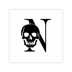 Gothic Totenkopf über einzelner Initiale Monogramm Permastempel