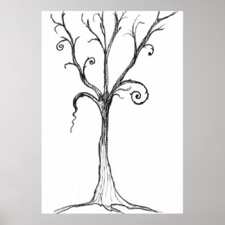 Gothic Tree Illustration Poster