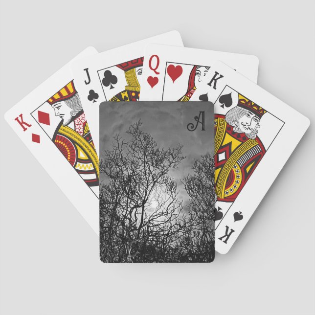 Gothic Tree Mystisches Monogramm Spielkarten (Rückseite)