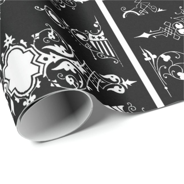 Gothic trim antique verzierte Header-Trimm Schwarz Geschenkpapier (Rolleneckpunkt)