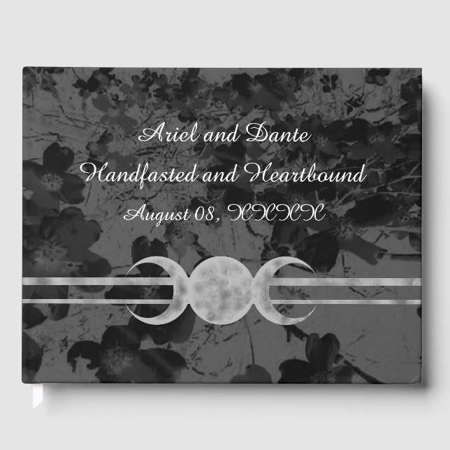 Gothic Triple Moon Floral Wedding Ste Gästebuch (Vorderseite)
