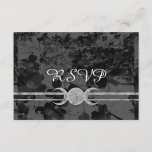 Gothic Triple Moon Floral Wedding Ste RSVP Karte