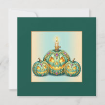 Gothic Türkis und Gold Jack-O-Lantern Trio Quadrat