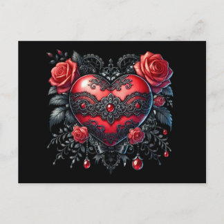 Gothic Valentine Heart Postcard Feiertagspostkarte