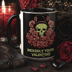 Gothic Valentine Skull mit Rose Tasse
