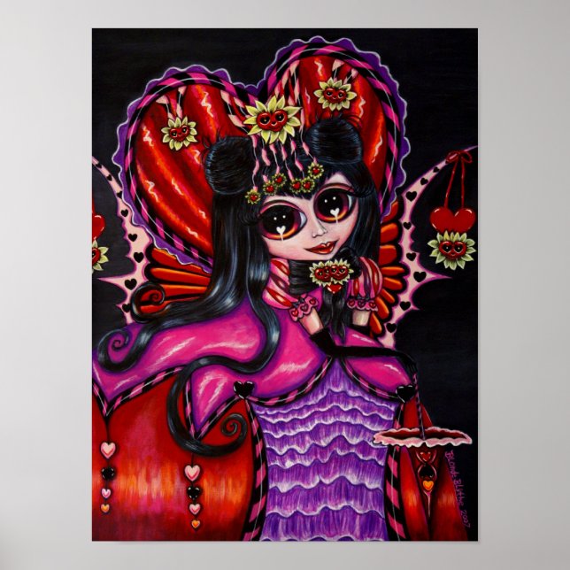 Gothic Valentine's Fairy Parasol Herz Blume Poster (Vorne)