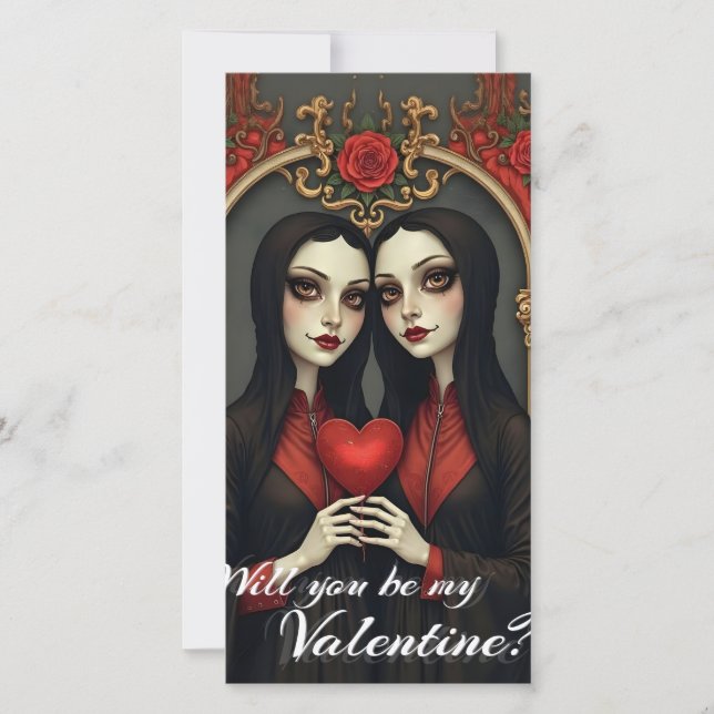 Gothic-Valentinszwillinge mit rotem Herzen (Vorderseite)