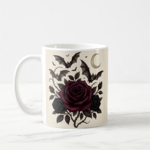 Gothic Vampir Burgunderrose Dunkle Floral Hallowee Kaffeetasse