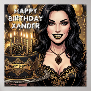 Gothic Vampir Geburtstag Dark Fantasy Personalisie Poster