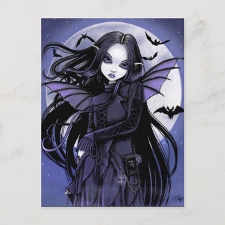 Gothic Vampire Bats Vollmond Lila Fairy Postkarte