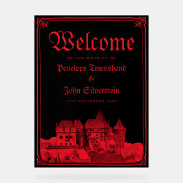 Gothic Vampire Castle Border Black Red Wedding  Acrylschild