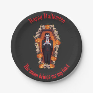 🧛 ♂️ Gothic Vampire Halloween Black Paper Plate Pappteller