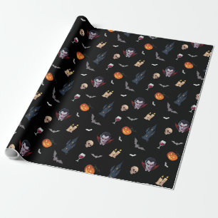 🧛 ♂️ Gothic Vampire Halloween Black Wrap 🎁 🖤 Geschenkpapier
