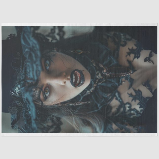 Gothic Vampire Lady Nocturne Decoupage Seidenpapier (Vorderseite)