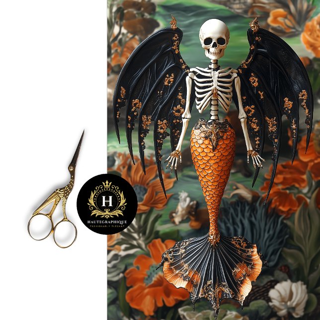 Gothic Vampire Skeleton Mermaid Skull Decoupage Seidenpapier (Von Creator hochgeladen)